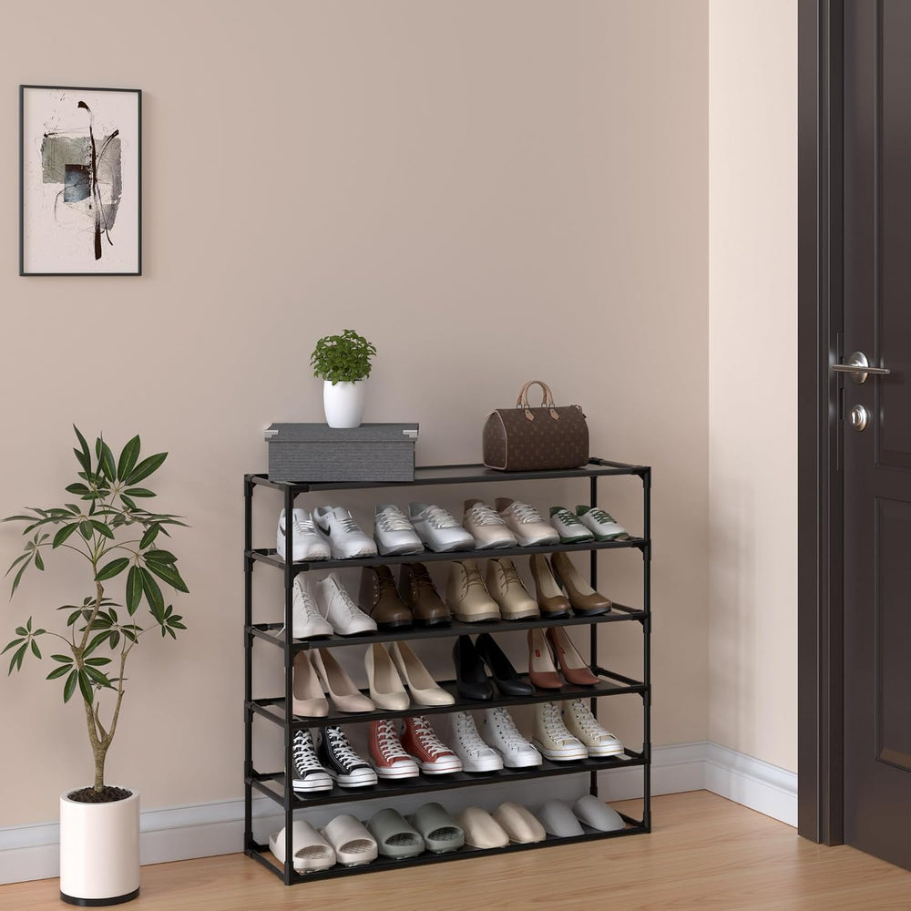 Jerry & Maggie 6 Tier Fabric Shoe Rack, 39 in W x 11 in D x 36 in H, Can ...