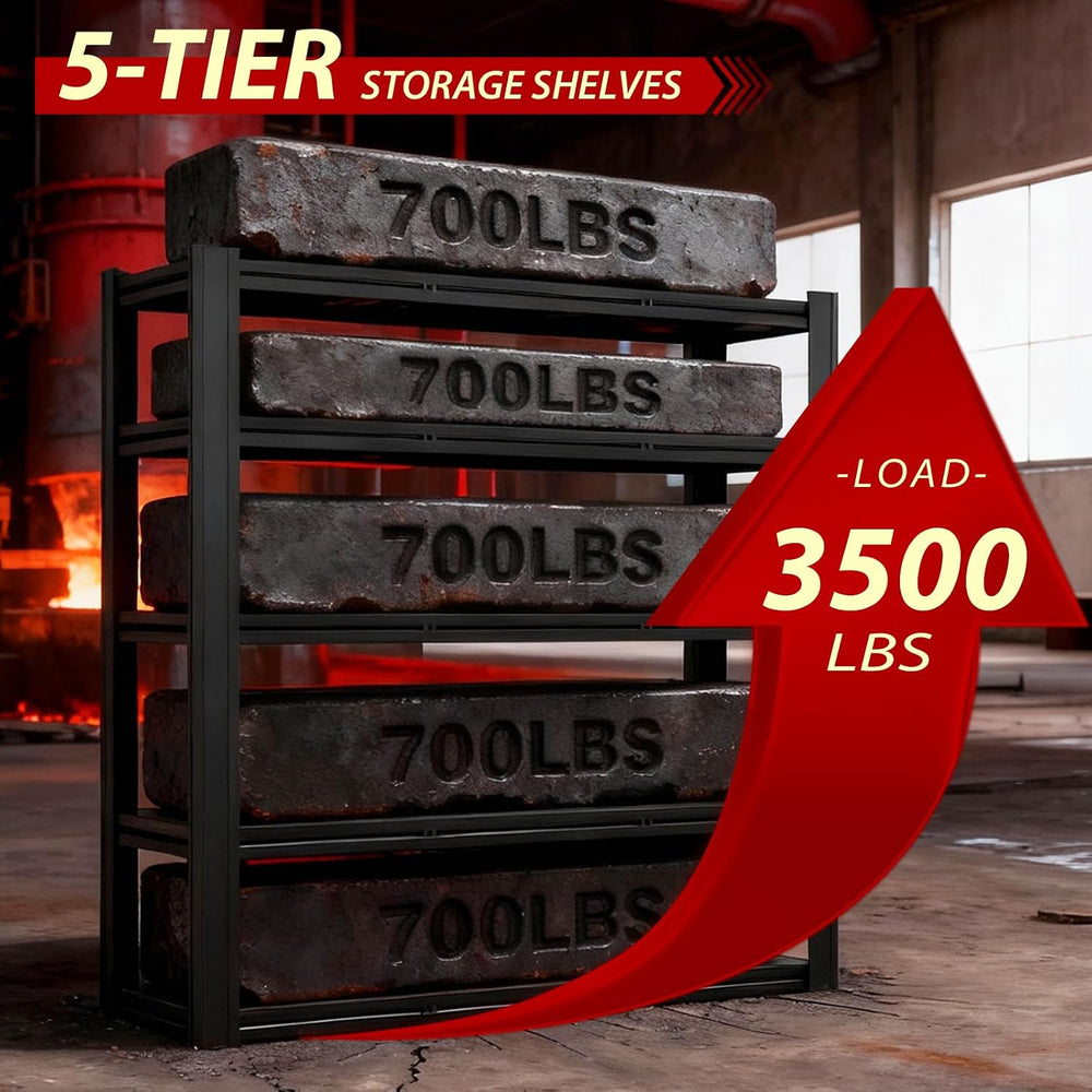 5-Tier Heavy Duty Storage Shelves Unit, Adjustable Metal Garage Shelving,5000...