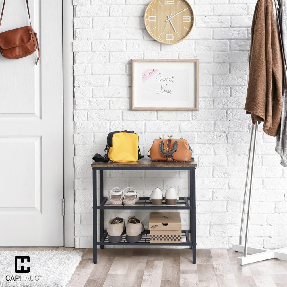 CAPHAUS 3-Tier Shoe Rack for Entryway, Mudroom Shoe Bench, Small Shoe Rack, M...