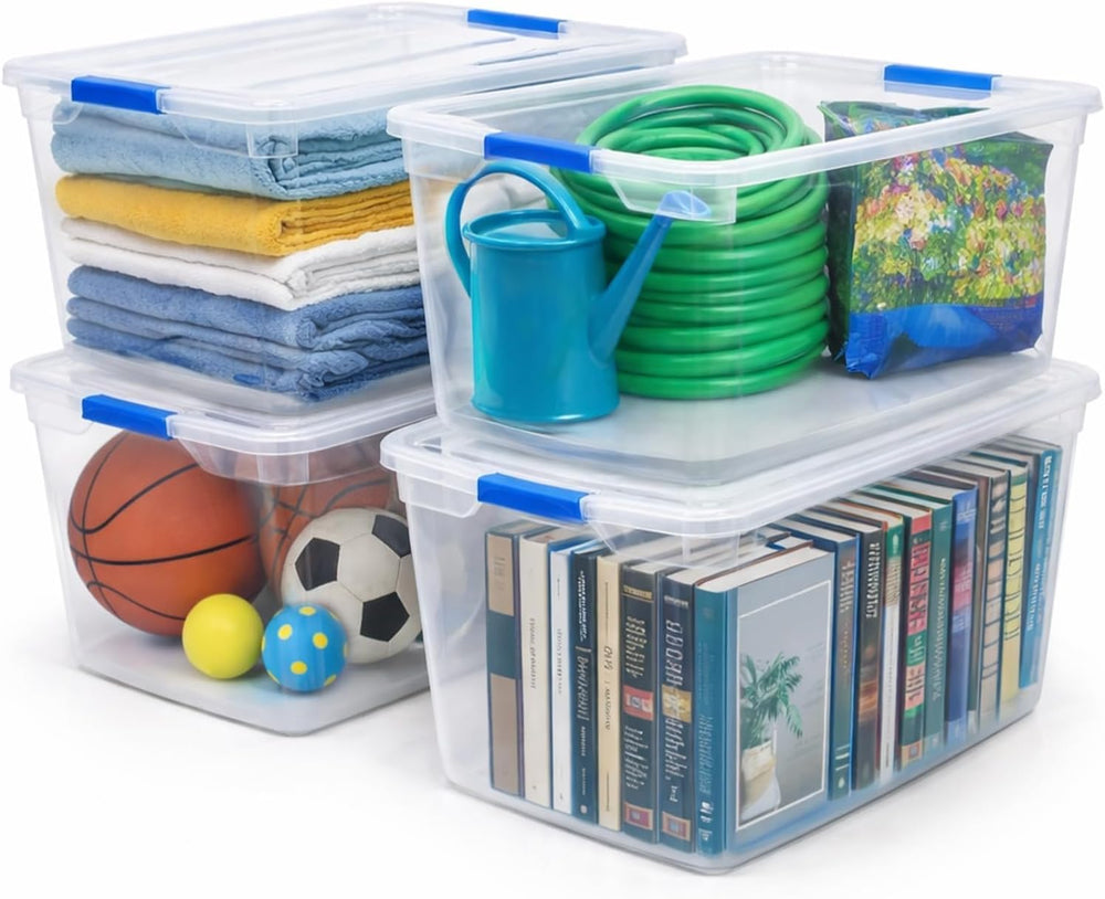 EconoHome Clear Storage Box - 95 Qt/24 Gallon Clear Plastic Storage Bins with...