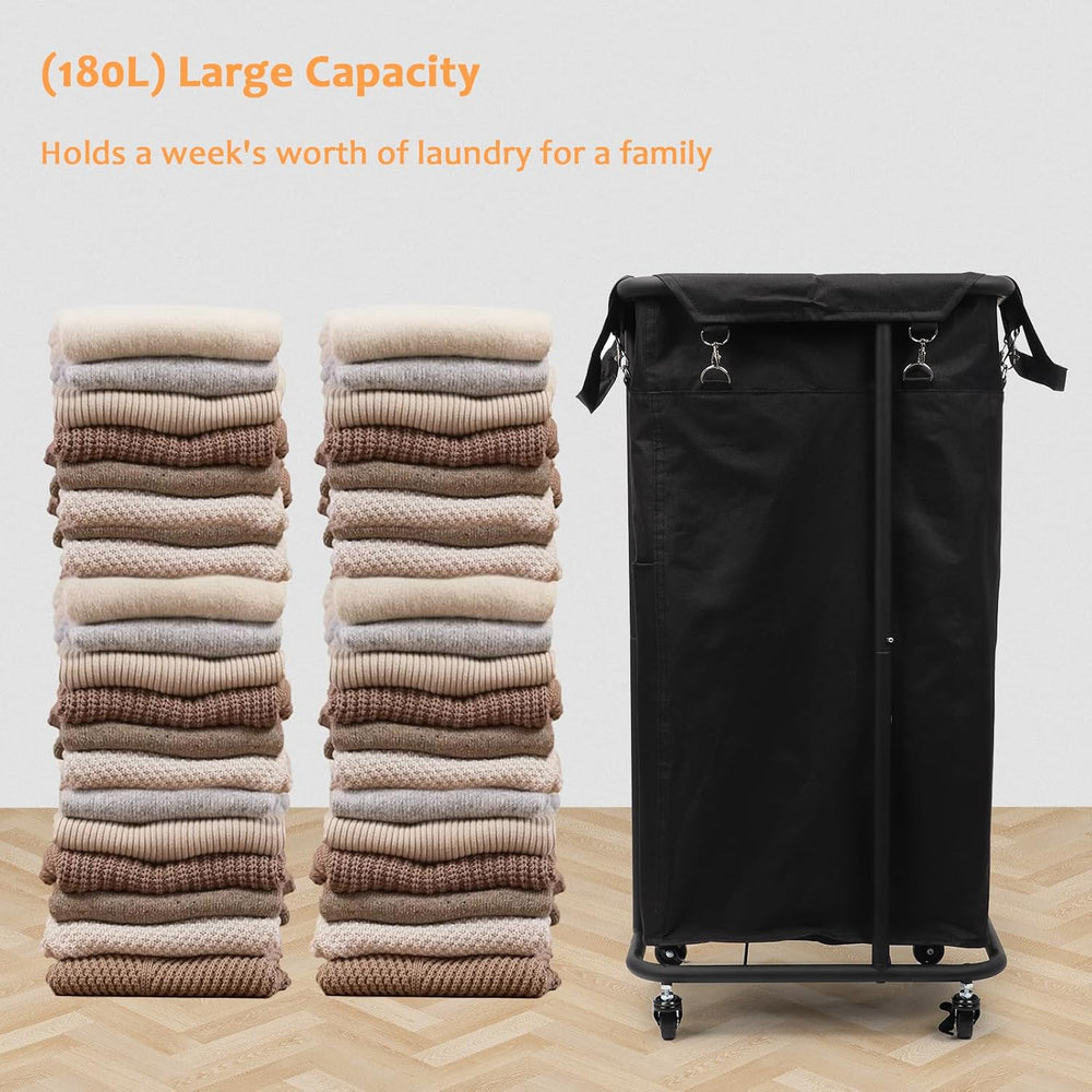 Longzhuo 180L Laundry Basket with Wheels, Rolling Laundry Basket with Removab...