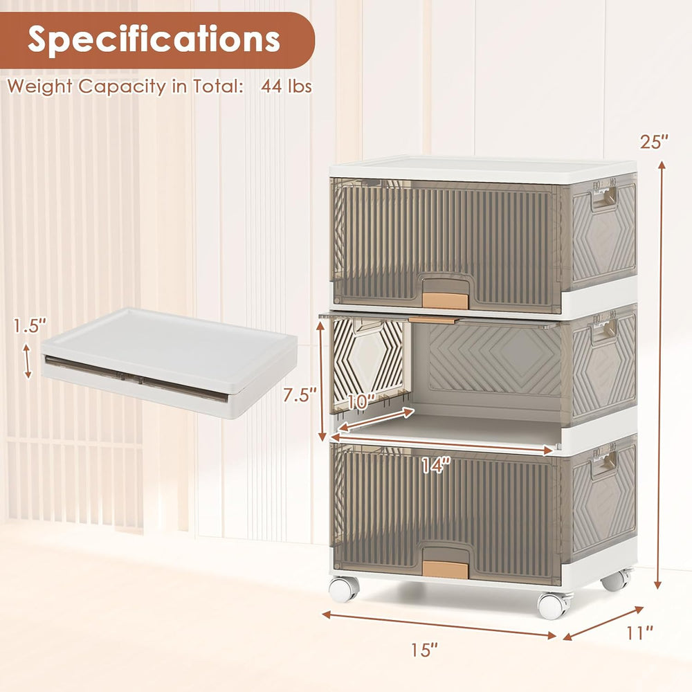 Giantex 4 Tier Stackable Storage Bins with Lids, 18 GalFoldable Shoe Storage ...