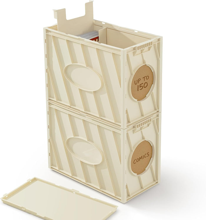 INMAKER Comic Book Storage Box, Holds Up to 150 Comics (Warm White)