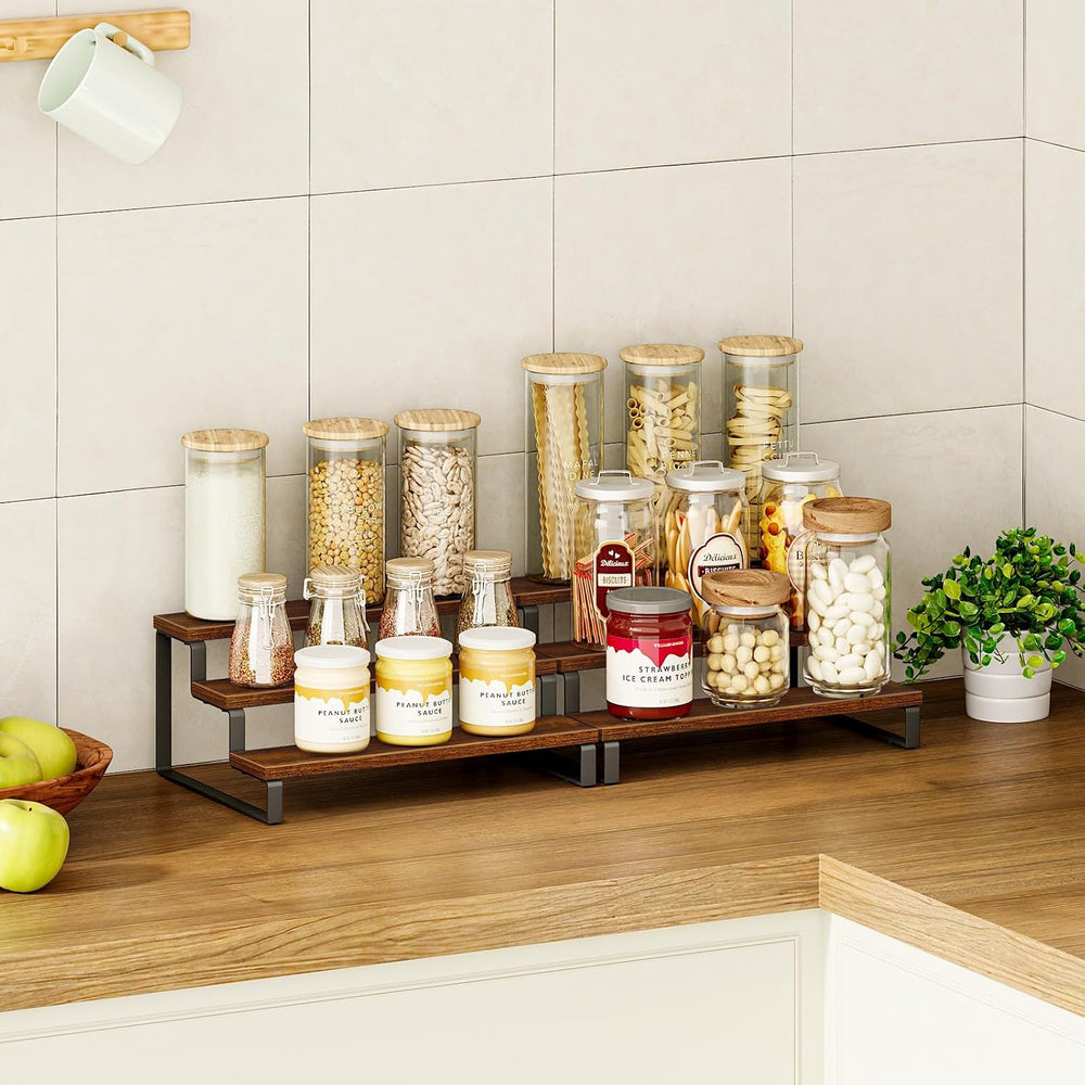 Giikin 3-Tier Spice Rack, 13.8 Inch Wood Countertop Spice Storage Holder, Kit...