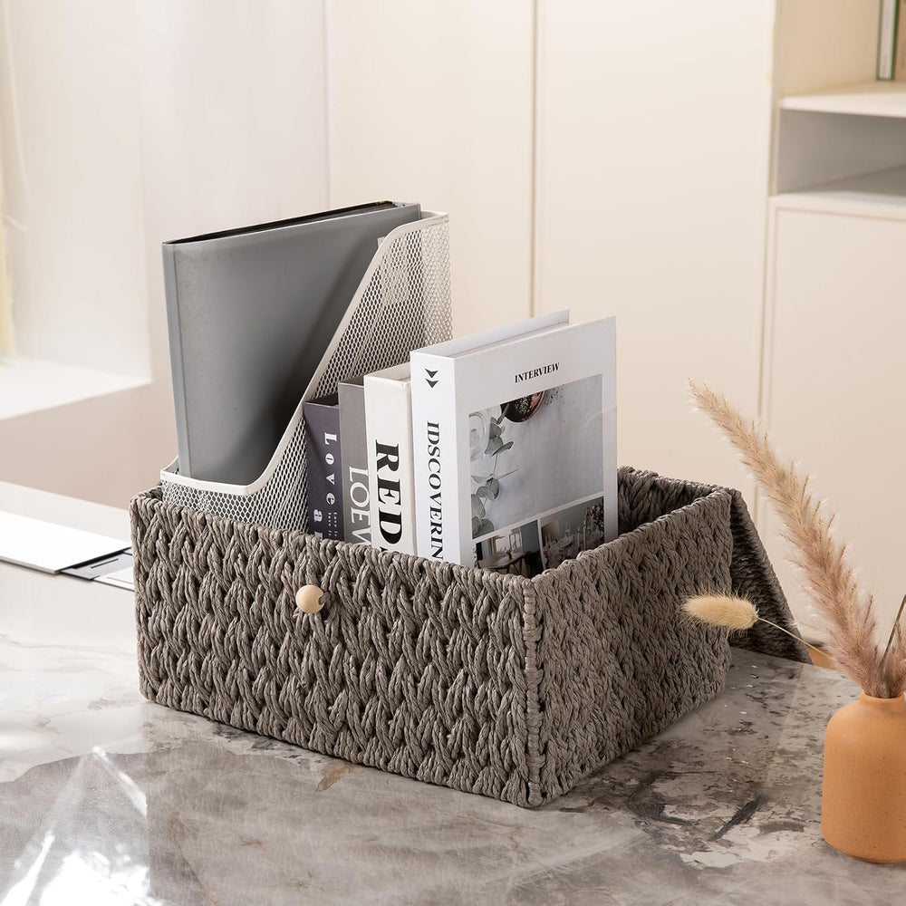 OIAHOMY Wicker Storage Basket with Lid & Lock, Lidded Storage Bins, Decor...