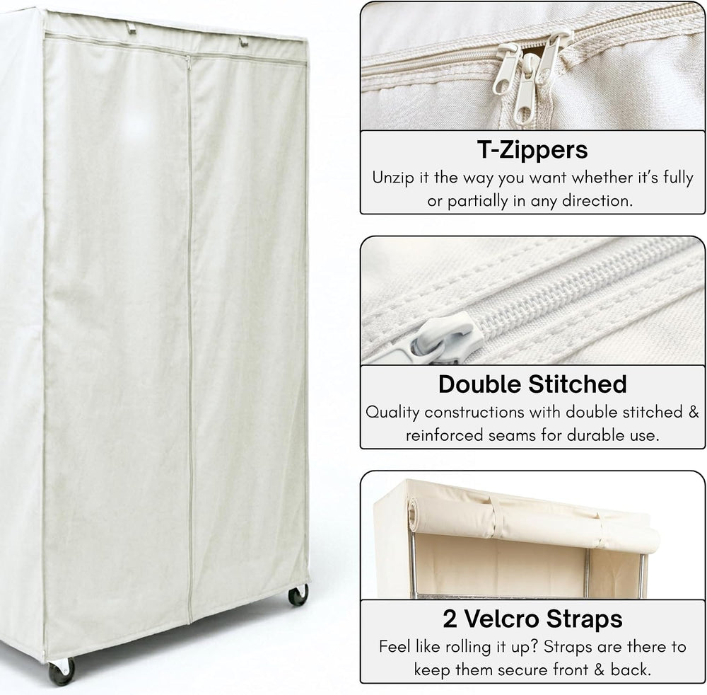 Formosa Covers Wire Rack Shelf Cover 48x18x72" – Off White COVER ONLY
