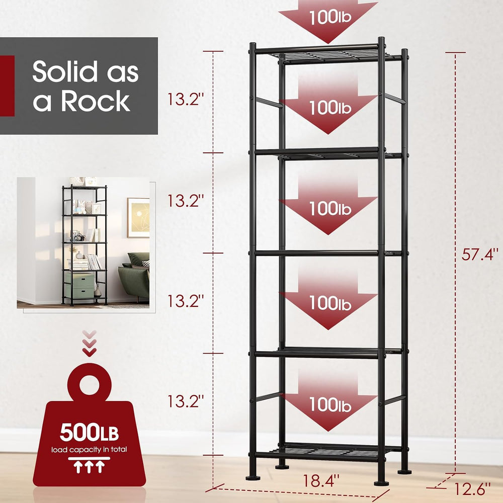 Sakugi Storage Shelves - 5 Tier Shelf Organizer, Heavy Duty Garage Shelving U...