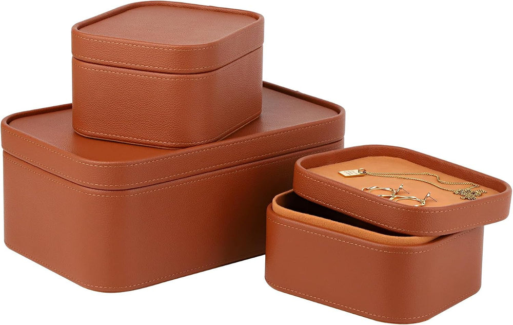 HofferRuffer Faux Leather Decorative Storage Boxes, Dust proof Storage Shelf ...