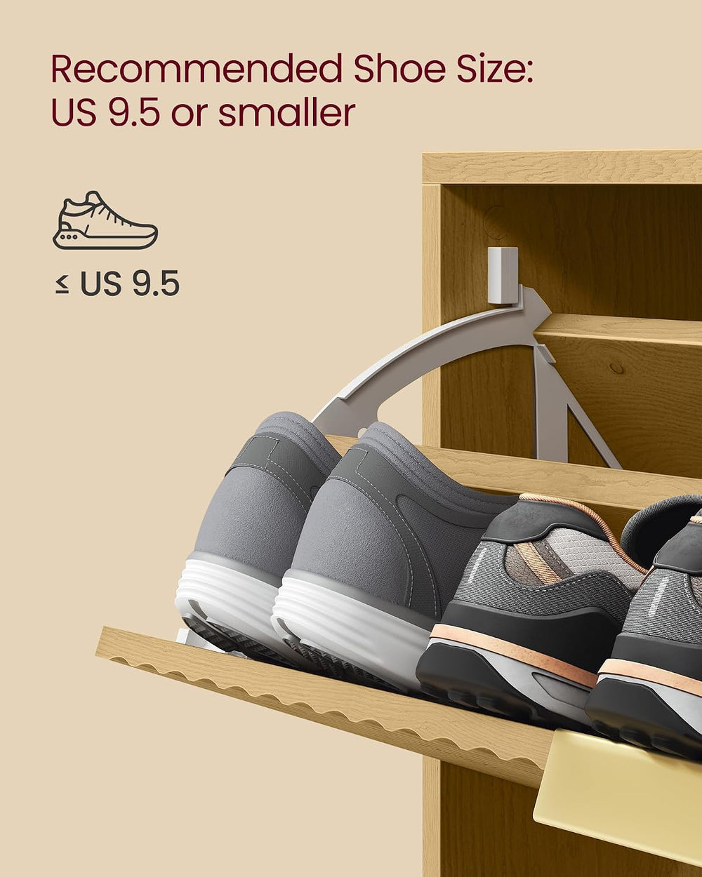VASAGLE Shoe Storage Cabinet with 2 Flip Drawers, Narrow, Fits 12-16 Pairs