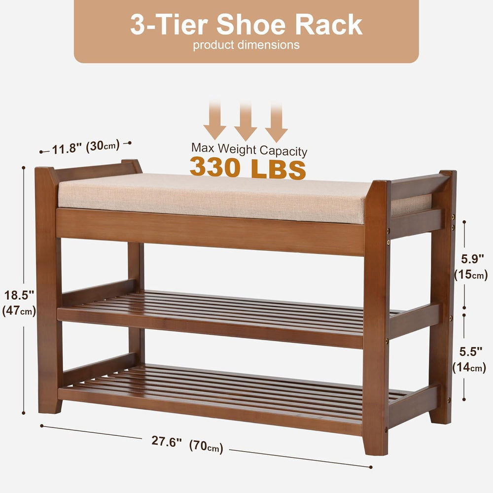 PETKABOO Shoe Rack Bench with Cushion, Shoe Rack for Front Door Entrance, Sho...