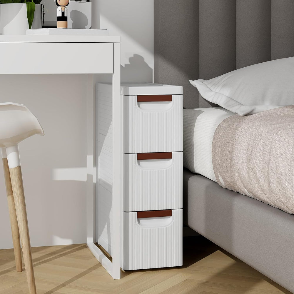 MAT EXPERT Narrow Storage Drawers, Slim Rolling Drawer Cart with Universal Wh...
