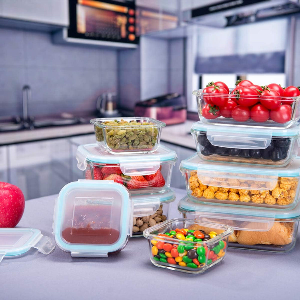 S SALIENT 18 Piece Glass Food Storage Containers with Lids, Glass Meal Prep C...