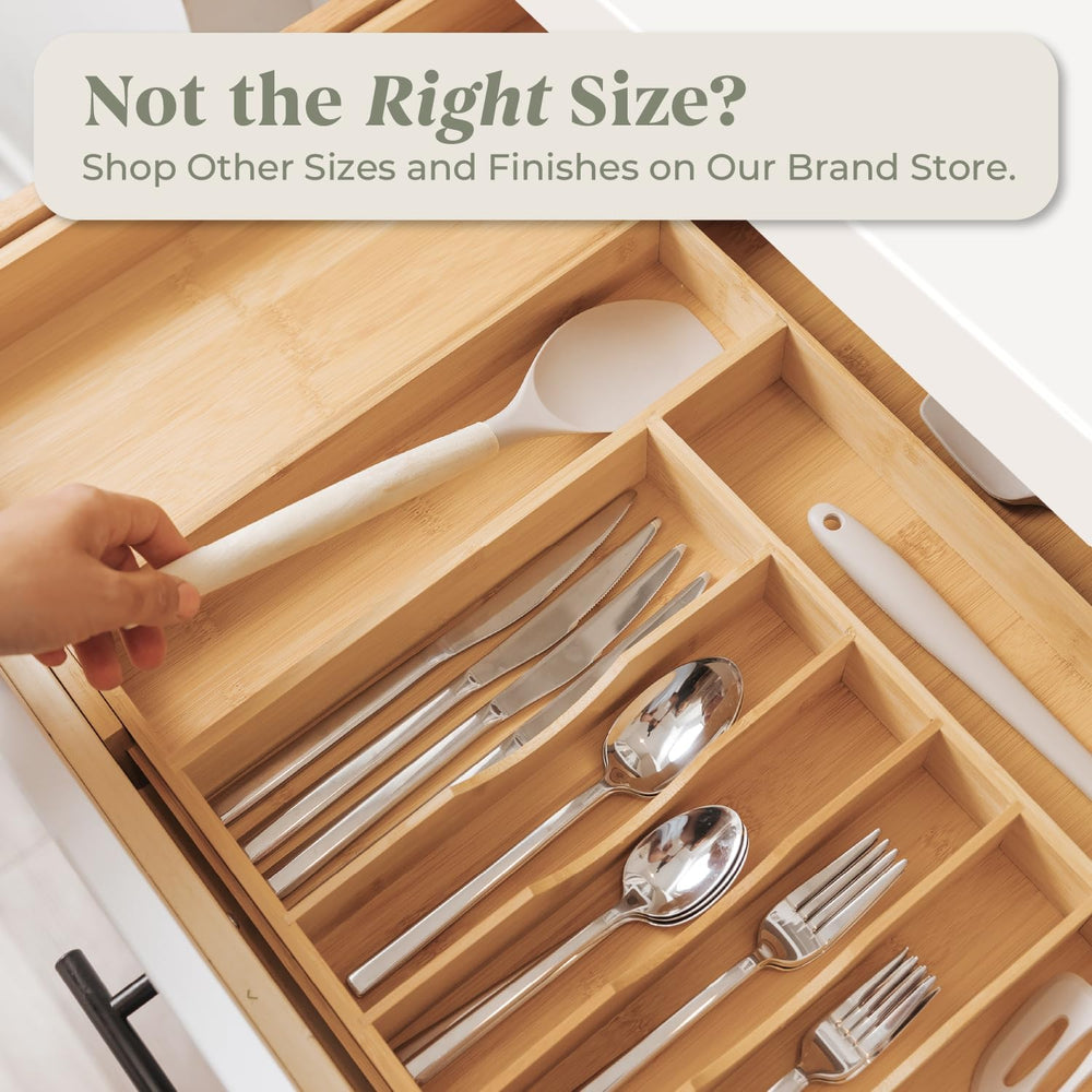 KitchenEdge Silverware & Utensil Drawer Organizer, 18-33 in, Bamboo