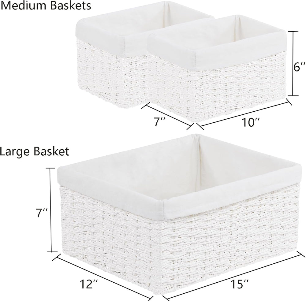 Vagusicc Wicker Basket, Set of 3 Hand-woven Storage Baskets for Organizing, D...