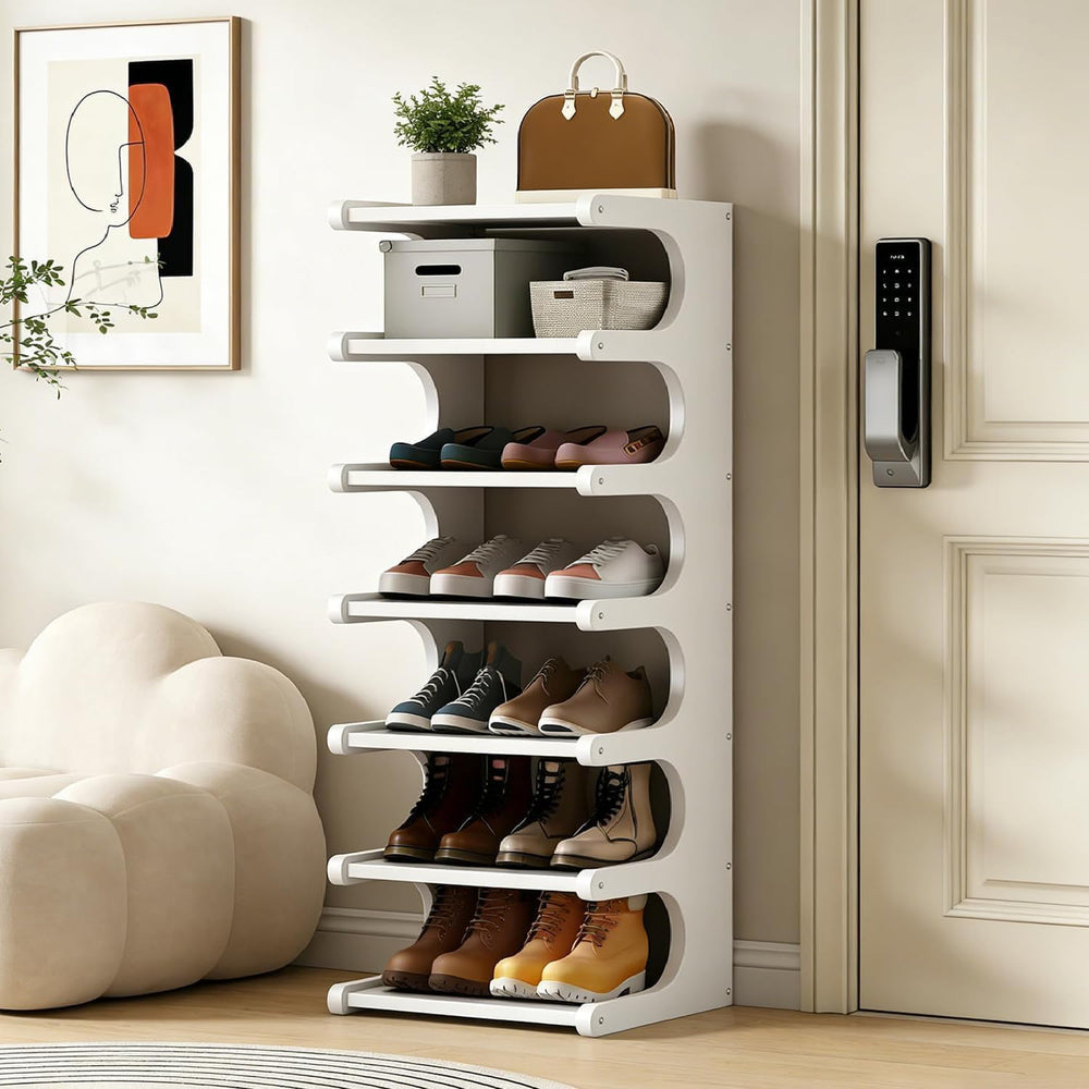 39" Bamboo Shoe Rack - Vertical Shoe Organizer Rack for Small Space, Nar...