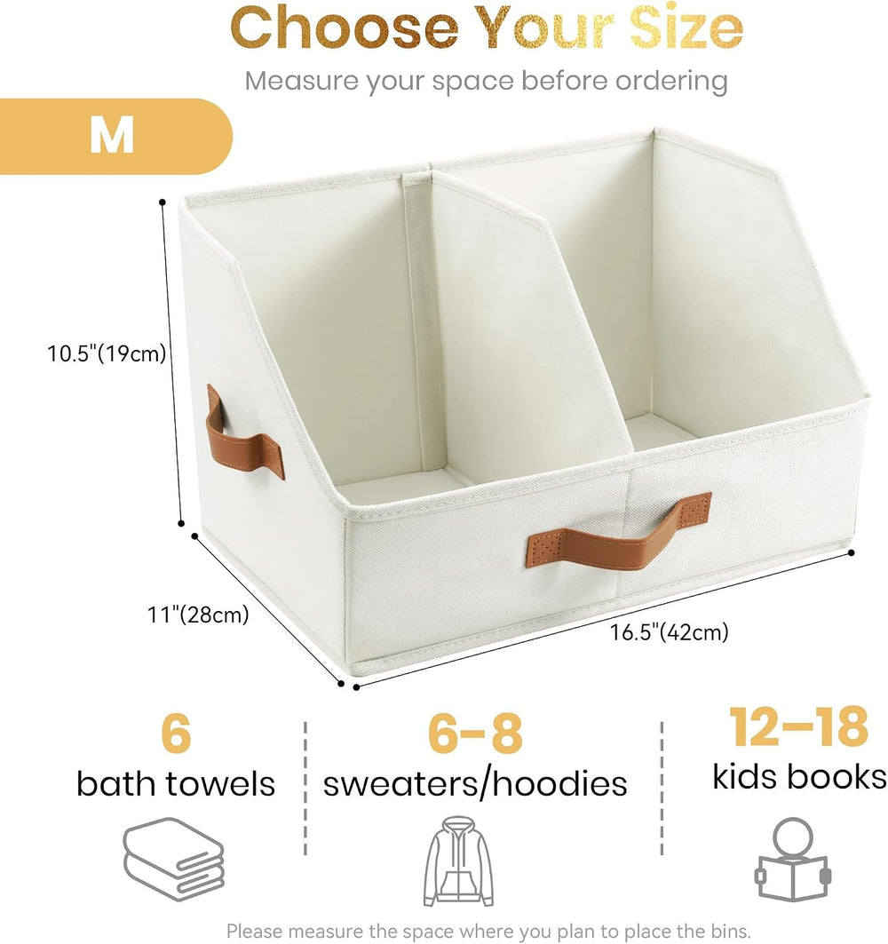 HOMELUX THEORY Closet Organizers Storage, Medium Collapsible Bin 6pc, Ivory