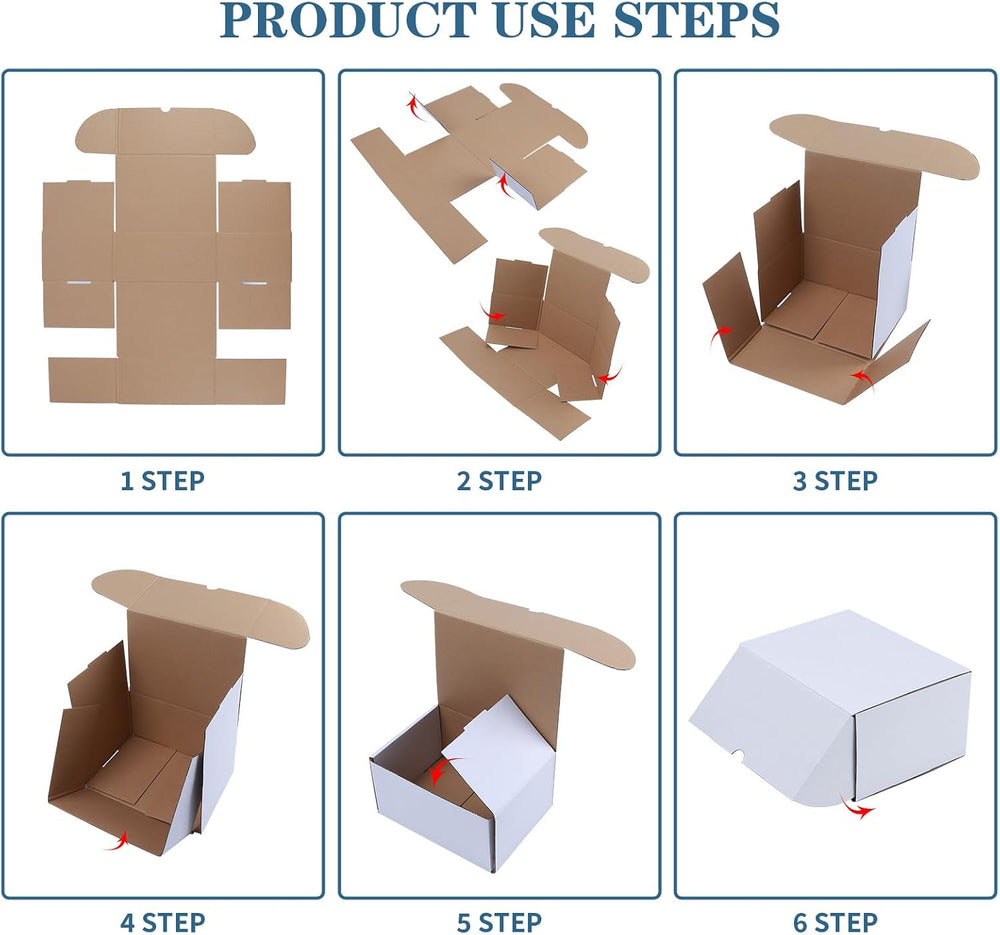 ZBEIVAN 8x4x3 White Shipping Boxes Set of 50, Corrugated Cardboard Mailer Box...