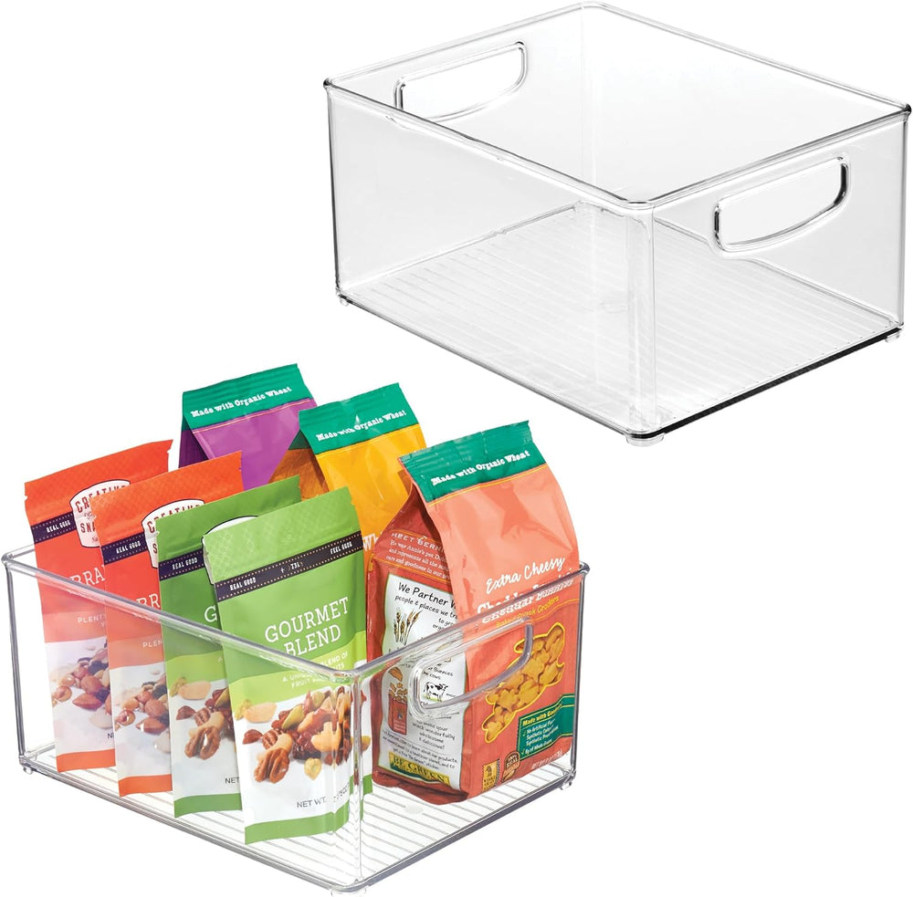 iDesign Stackable Clear Plastic Bin with Handles, 2-Pack
