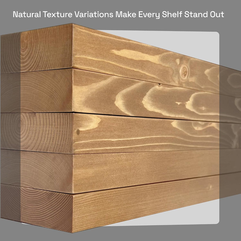 Natural Wood Floating Shelves for Wall 16 Inch Oak, Wooden Bathroom Shelf