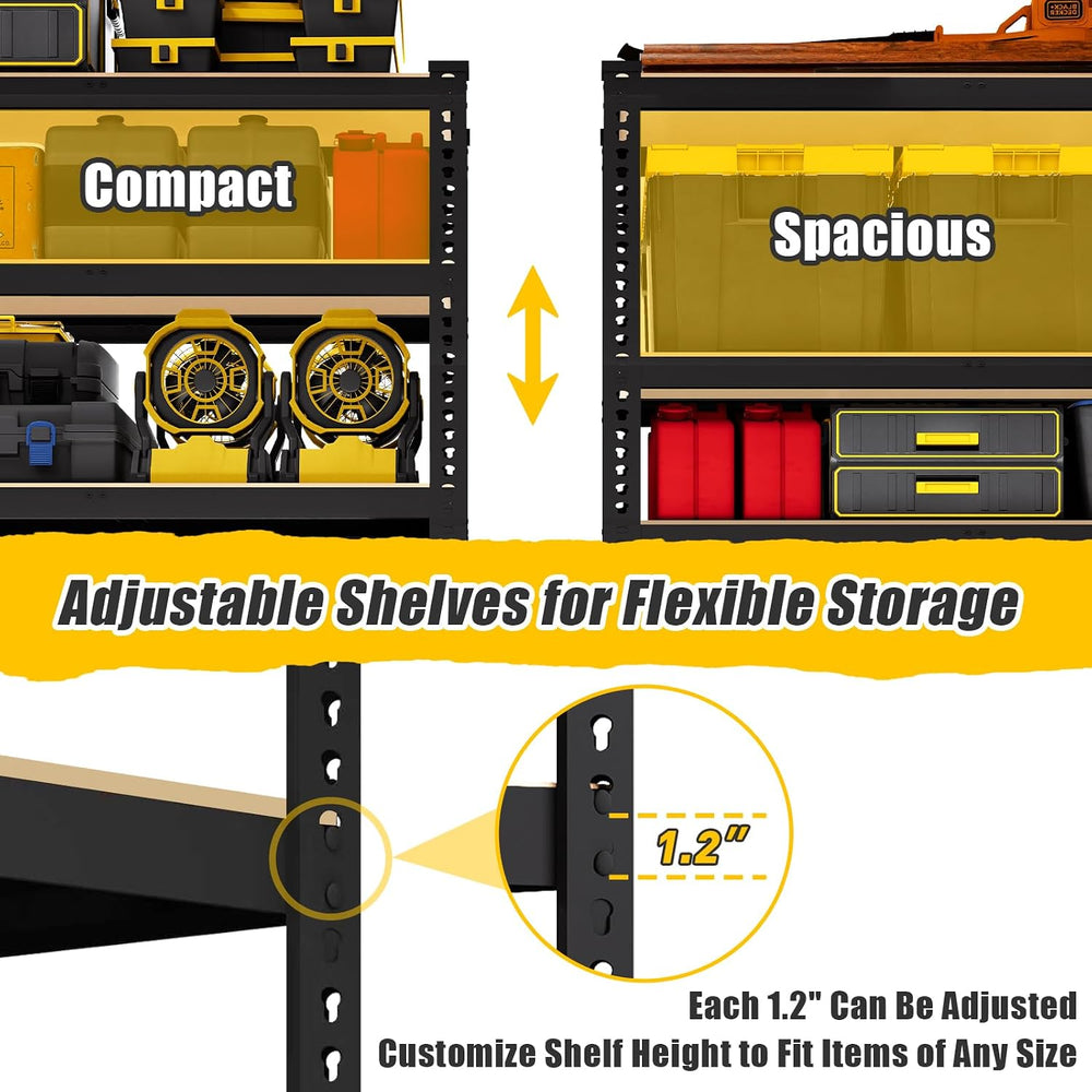 31.5" W x 16" D x 63" H 5-Tier Metal Storage Shelves: Heavy Du...