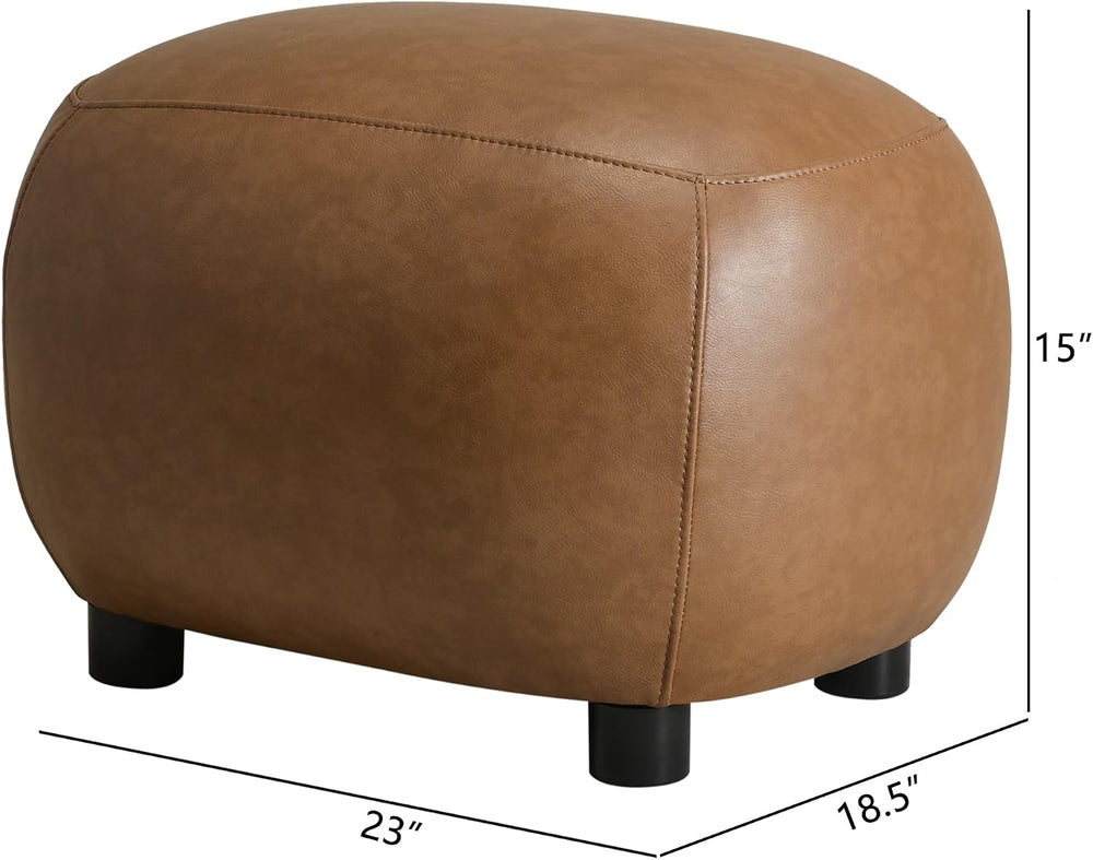KINWELL 23" Wide Faux Leather Upholstered Ottoman Footrest, Camel