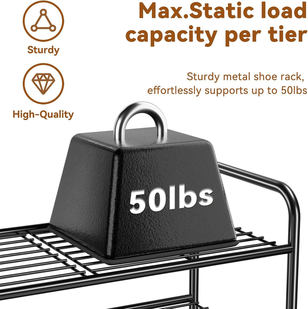 Heavy Duty 5 Tier Shoe Rack, 27 Inch Wide Closet Metal Shoe Storage Organizer...