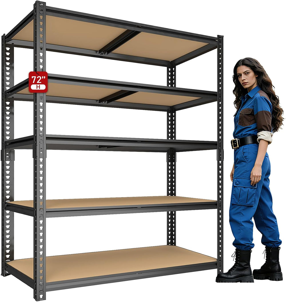 72" H Garage Storage Shelves,Storage Shelves Heavy Duty,2400LBS Heavy Du...