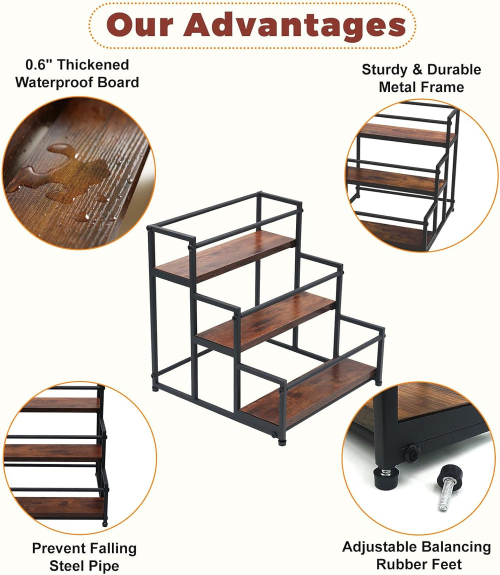 Coffee Syrup Rack Organizer, 3-Tier Metal Bottle Display Shelf, Holds 12 Bott...