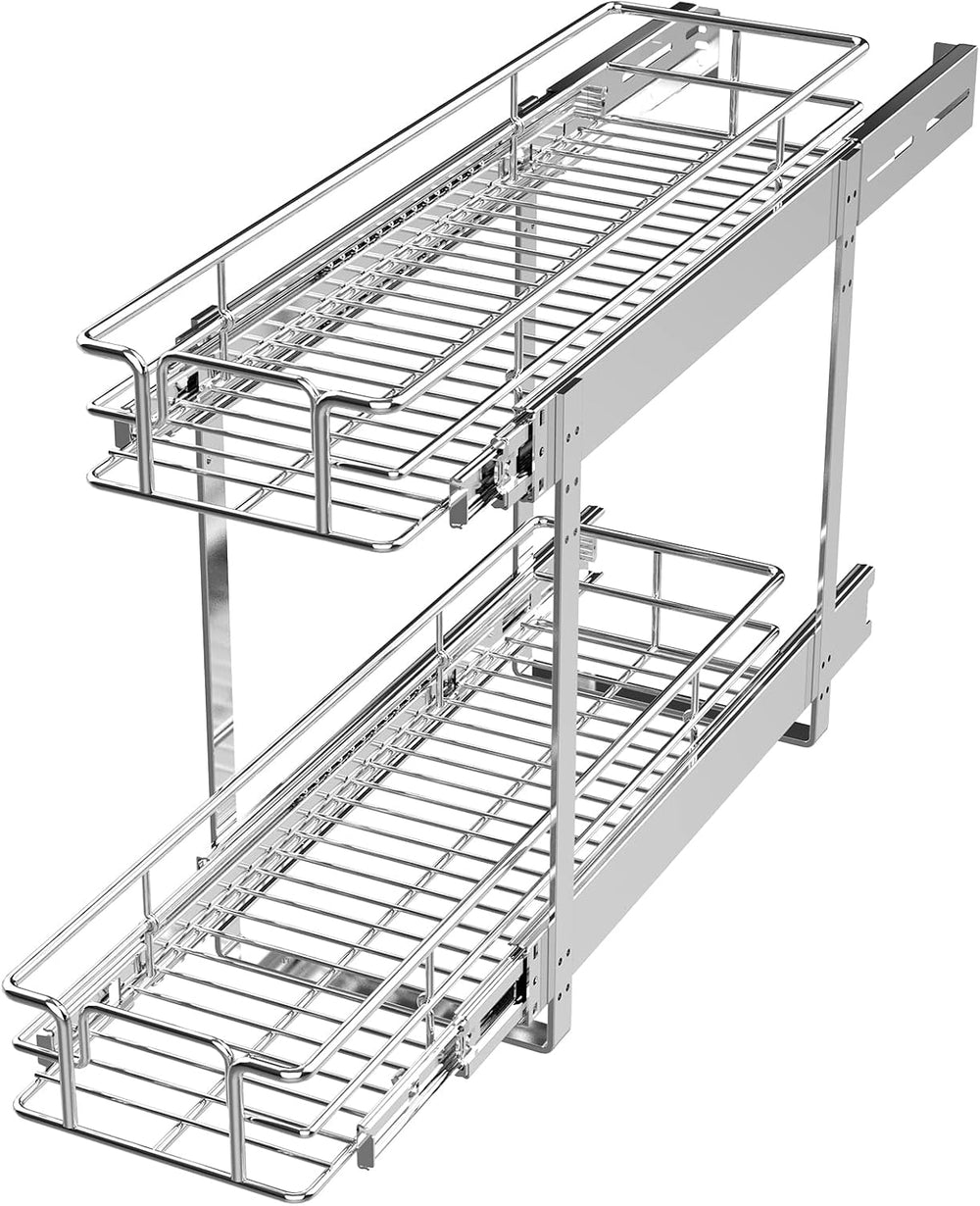 LOVMOR 2 Tier Individual Pull Out Cabinet Organizer 7.5" W x 21.5" ...