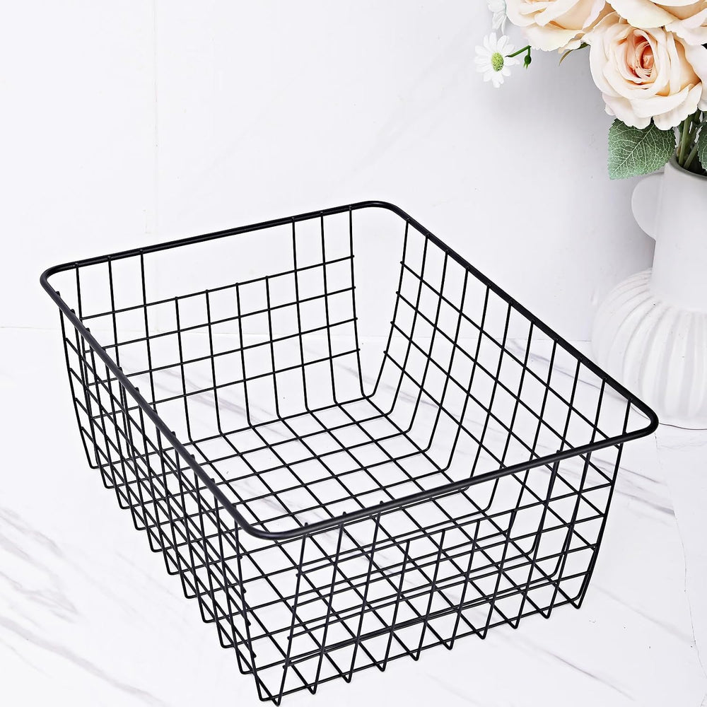 Brightalk 14" Upright Freezer Storage Baskets, Black Wire Storage Bins L...