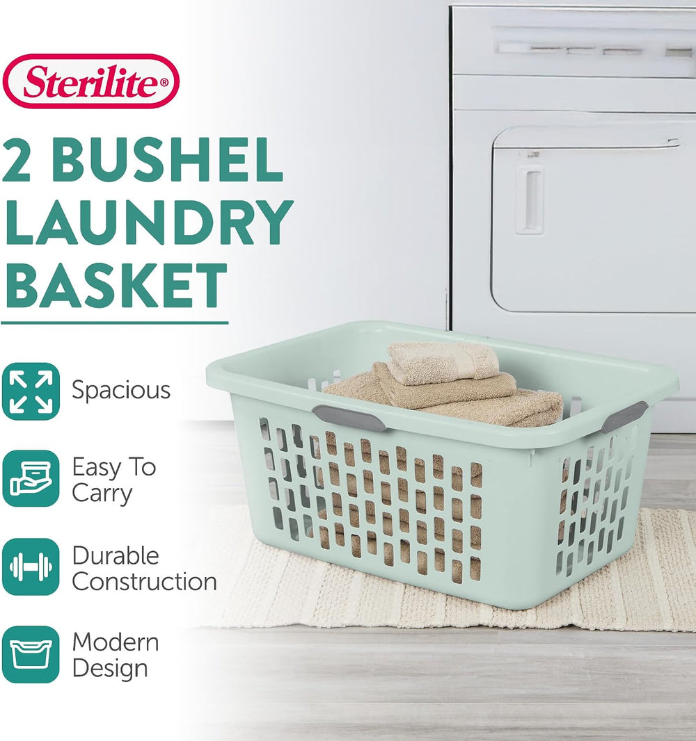 Sterilite Laundry Basket, Plastic Clothes Hamper, Large Rectangle Bin with Co...