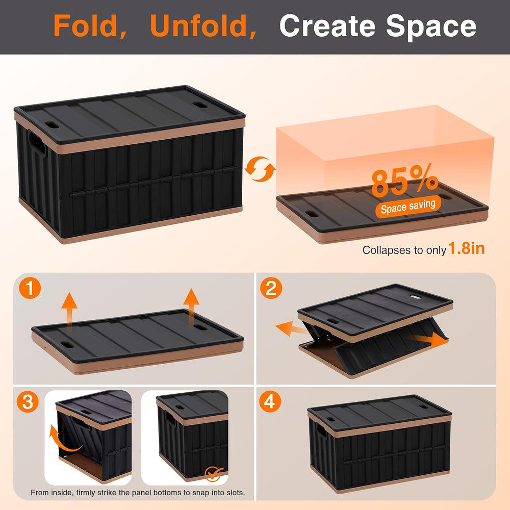 Citylife 64L Collapsible Storage Bins with Lids Plastic Storage Containers fo...