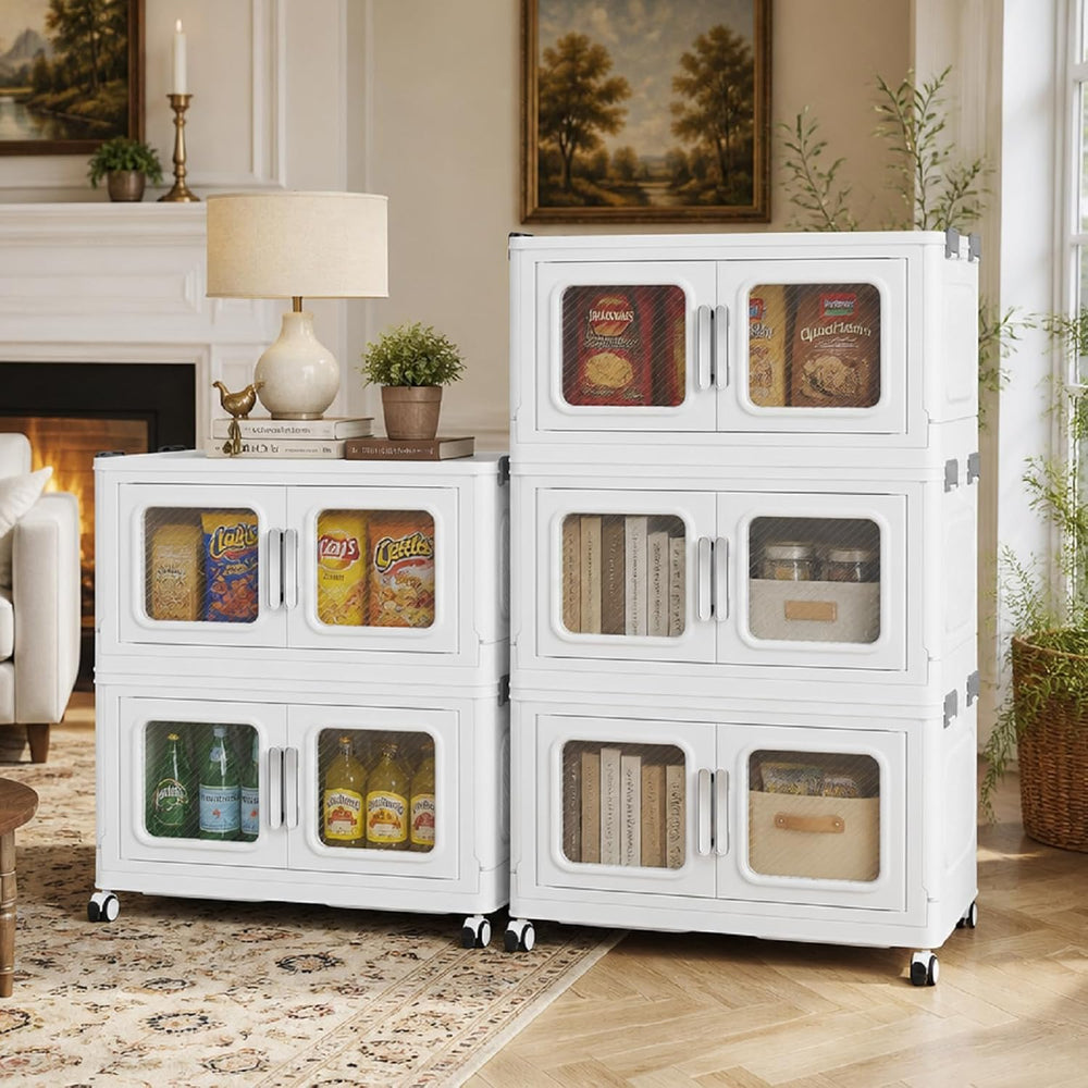 BROVIEW 300 Qt Extra Large Stackable Storage Bin with Lids, 5 Pack White