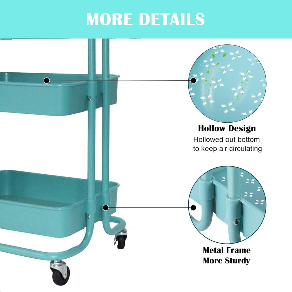 BEEY Metal Storage Baskets with Wheels, Metal Wire Market Basket Storage Orga...