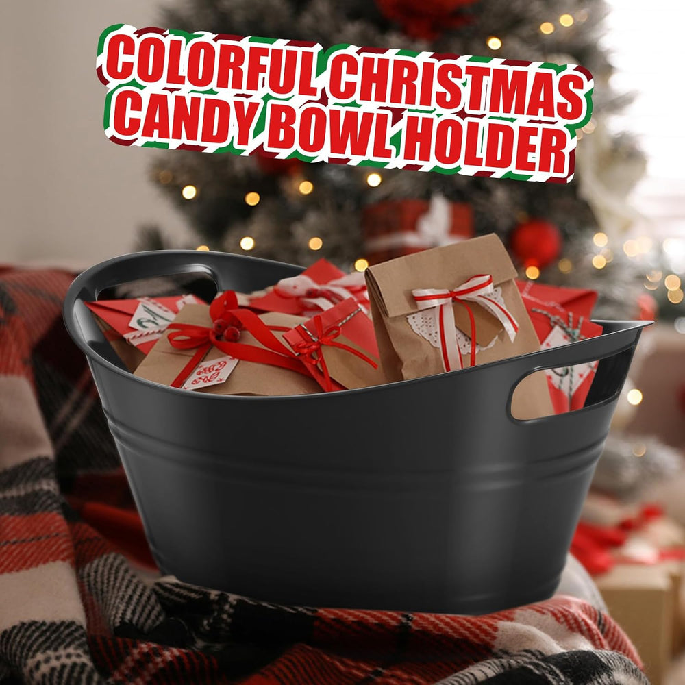 24 Pcs Oval Storage Tub with Handles Ice Buckets for Parties, Black