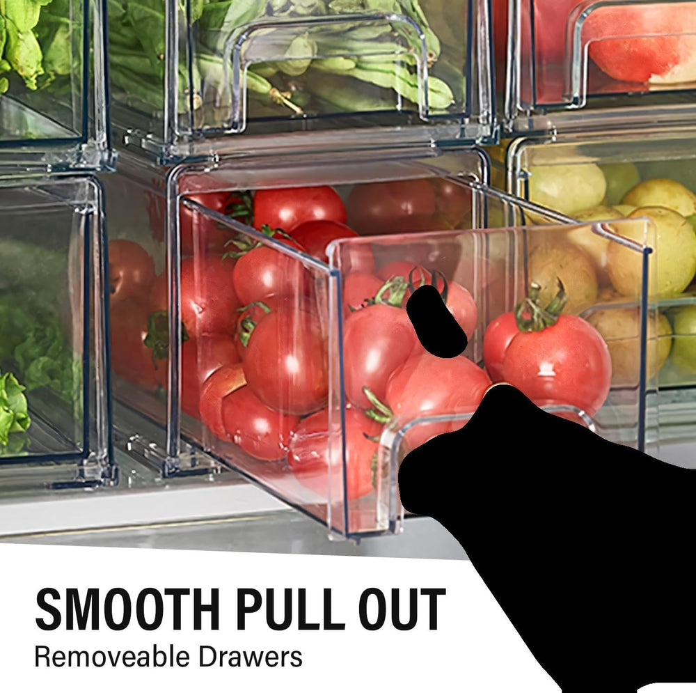 Clear Plastic Stackable Storage Drawers Bins, Perfect for Kitchen Pantry Orga...