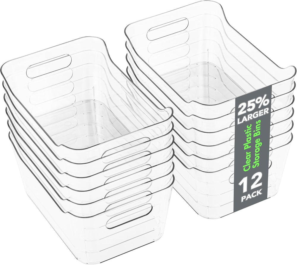Tiawudi 12 Pack Plastic Storage Bins, Multi-Use Organizer Bins, Pantry Organi...