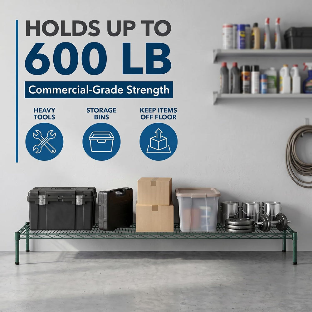 Green Epoxy Wire Storage Shelf, Dunnage Rack, Commercial 1 Tier Small Shelf, ...