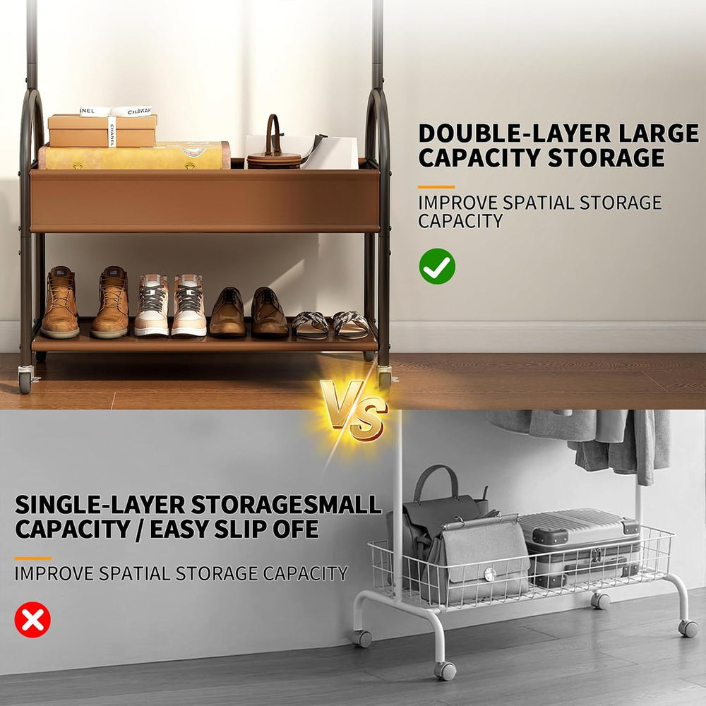 Portable Rolling Anywhere Clothes Racks for Hanging Clothes, Heavy Duty Metal...