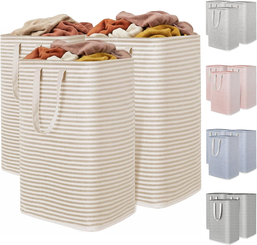 Lifewit 80L Large Laundry Baskets, Laundry Hampers Bags, 3 Pack, Beige