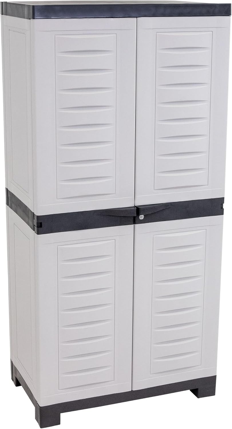 Sunnydaze 48" Garage Storage Cabinet with Locking Doors & Shelves, Gray