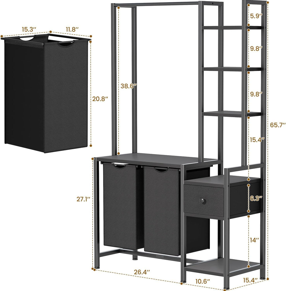 Creso hom Laundry Hamper with Shelf, 5 Tiers Tall Laundry Basket Sorter with ...