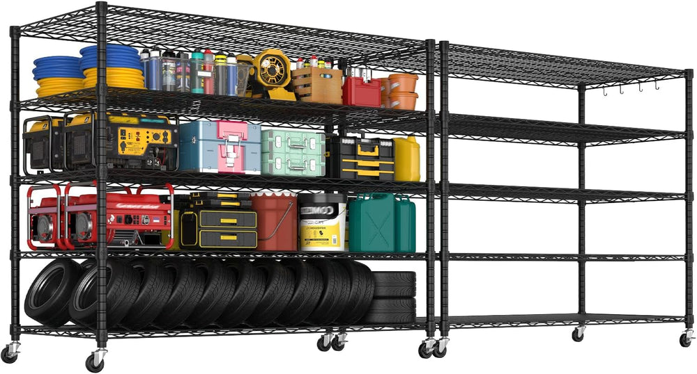 PrimeZone 5 Tier 80.7"H x 55.5"W x 24"D Wire Shelving with Whe...