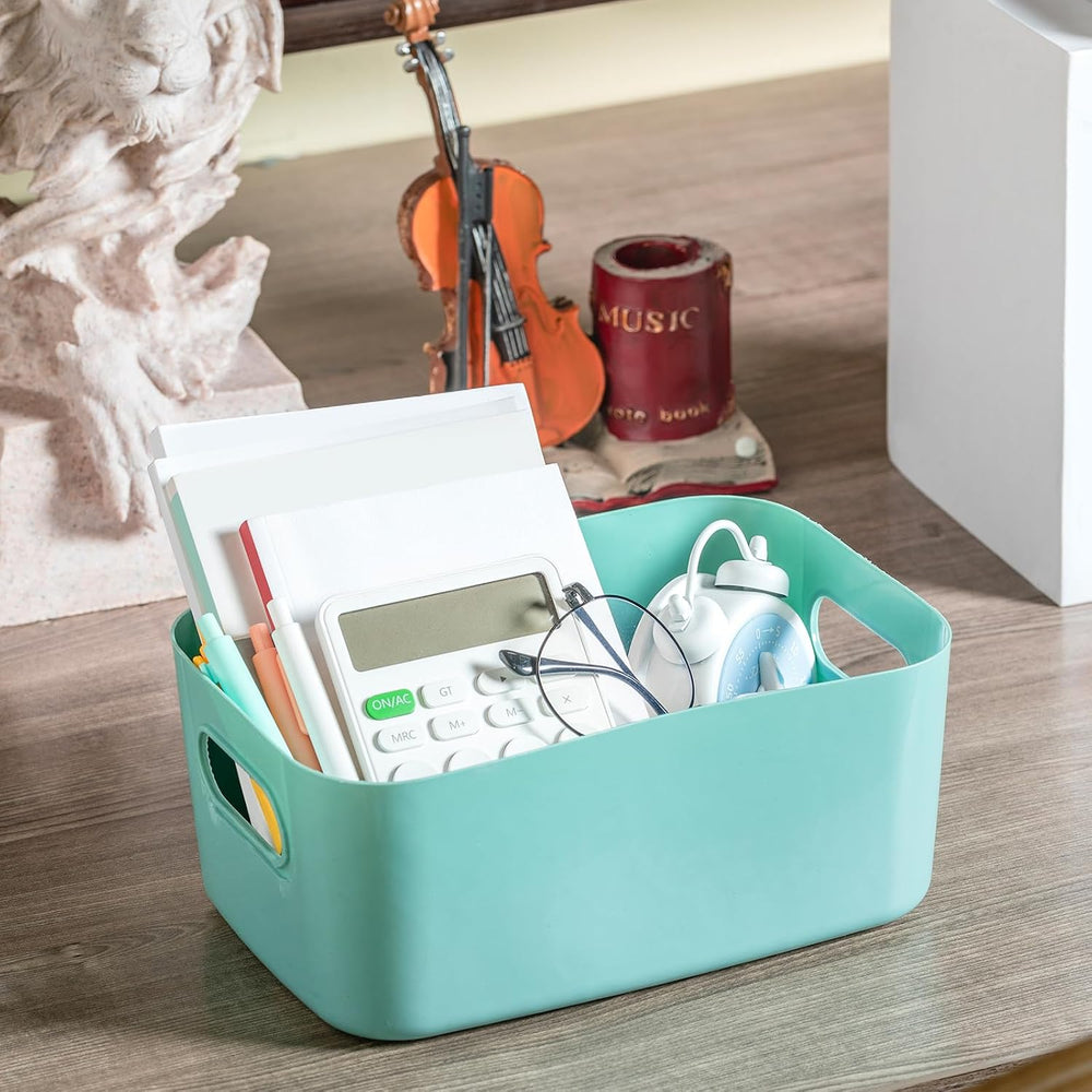 Geetery 24 Pcs Storage Bins with Handles, 10 x 7 x 4 Inch, Bright Color
