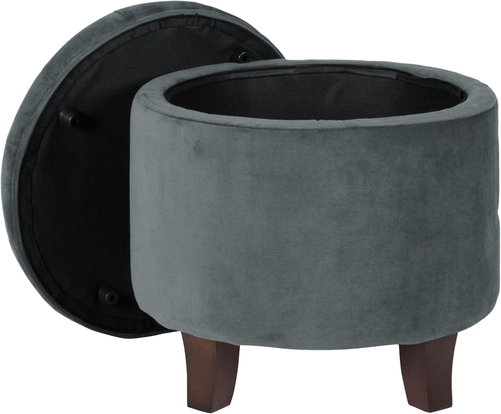 Homepop Home Decor | Upholstered Round Velvet Tufted Foot Rest Ottoman | Otto...