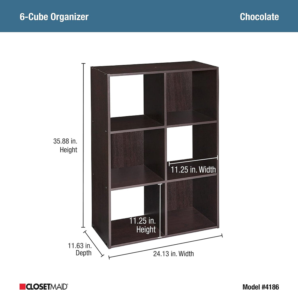 ClosetMaid Cubeicals 6 Cube Storage Shelf Organizer Bookshelf, Stackable, Ver...