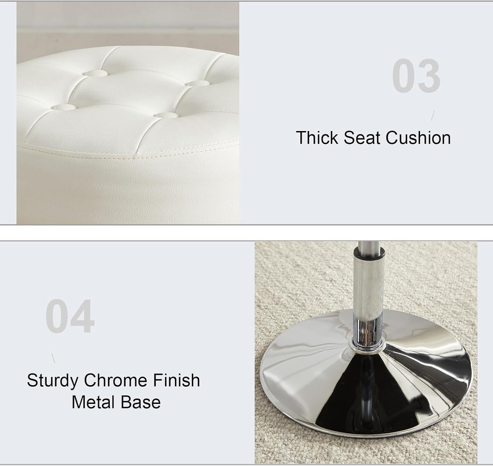 Gitrah White Vanity Stool Chair Swivel Adjustable Comfortable Makeup Stool
