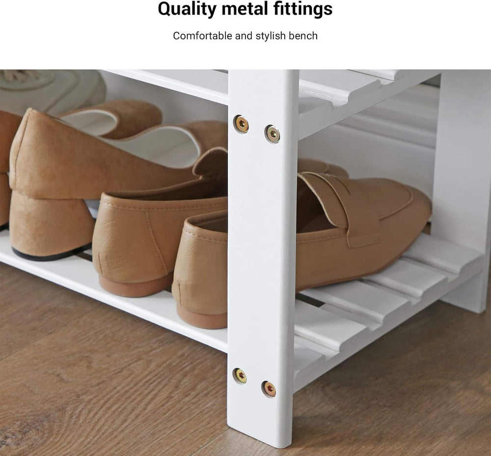 SONGMICS Bamboo Shoe Bench, 3-Tier Shoe Rack, 11.9 x 28.3 x 19.2 Inches