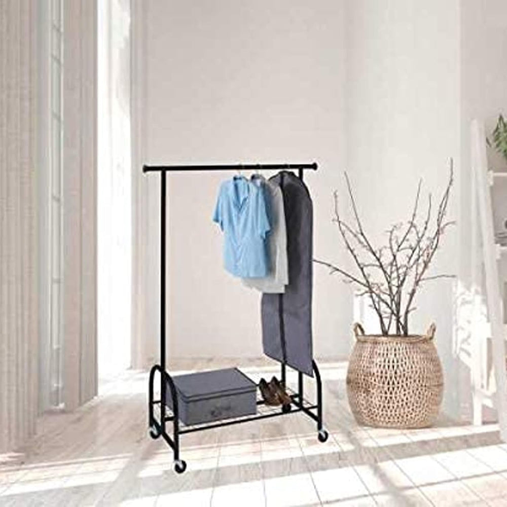 WENKO Clothing Rack, Rolling Clothes Rack with Bottom Shelf, Hanging Clothes ...