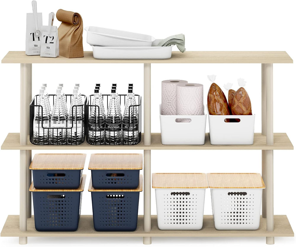 Furinno Turn-N-Tube No Tools 3-Tier Rectangle Side Display Rack, Bauhaus Oak/...
